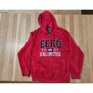Vtg Y2k  Red Marc Ecko Unltd. Full Zip hoodie XL Street Hip Hop Grunge Skater